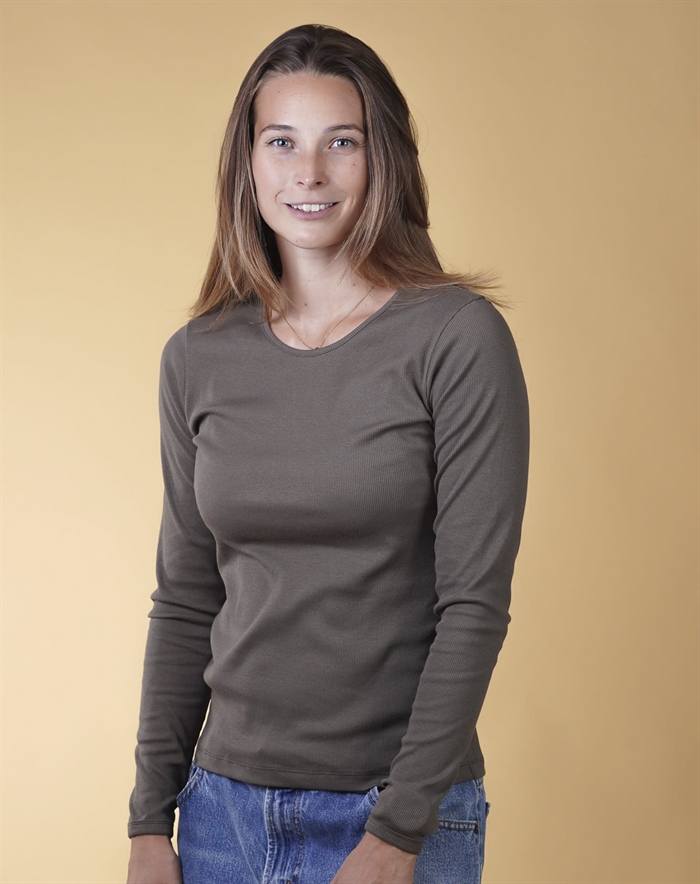 Elsk - Rib Langærmet Trøje - Mossy Bark