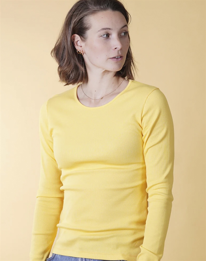 Elsk - Rib Womens Langærmet Trøje - Pale Yellow