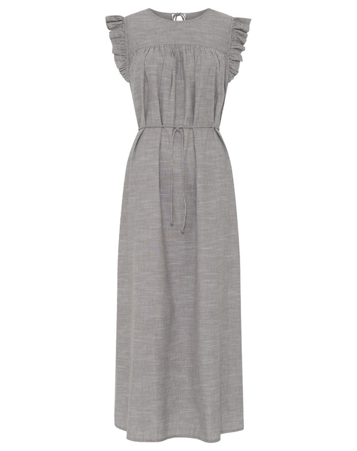 Frau - Stockholm Long Kjole - Coffee Quartz Stripe