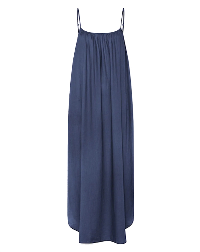 Frau - Vancouver Linen Kjole - Deep Cobolt