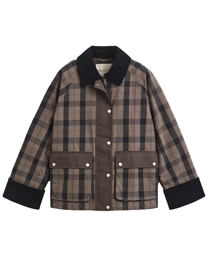 Gant - Checked Waxed Jakke - Faded Taupe