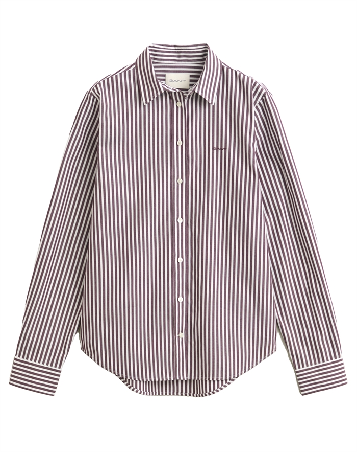 Gant - Classic Striped Skjorte - Darkened Wine 
