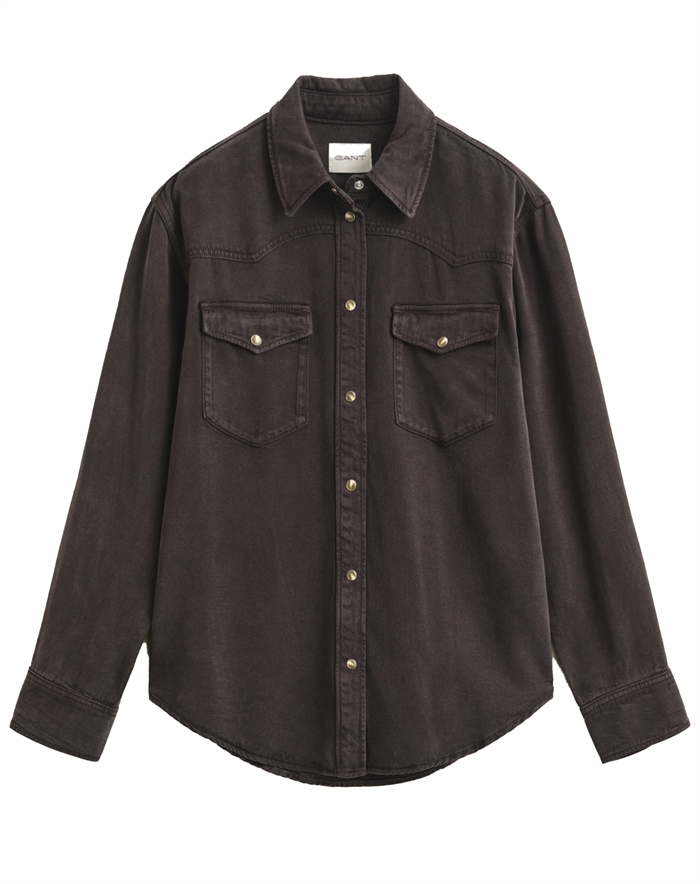 Gant - Denim Twill Ranger Skjorte - Deep Brown