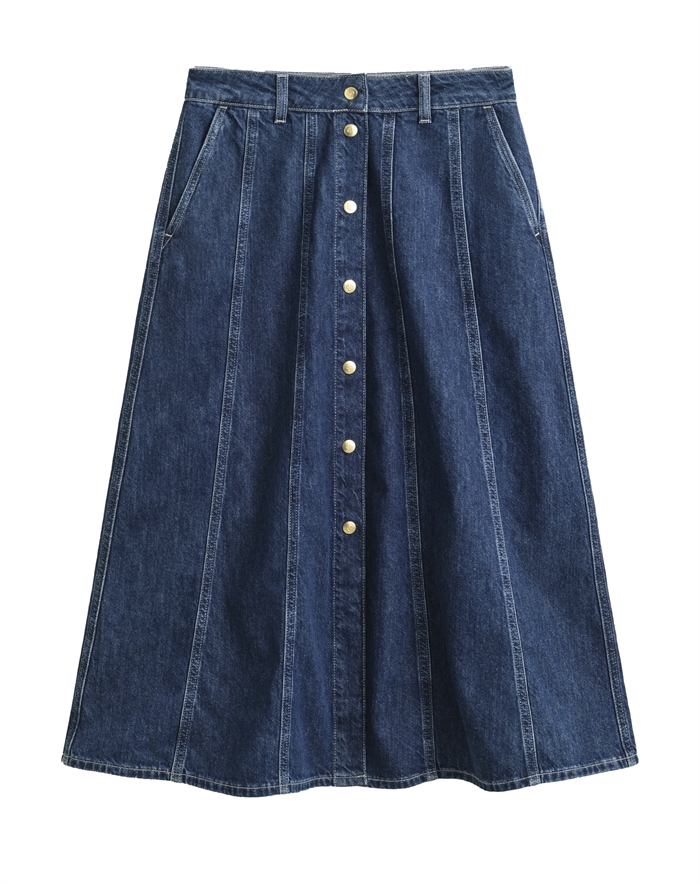 Gant - Flared Denim Nederdel - Dark Blue Worn In 