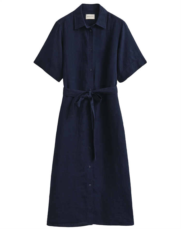 Gant - Linen Skjorte Kjole - Evening Blue