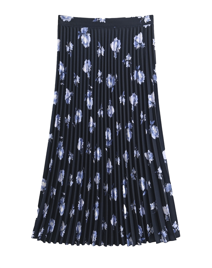 Gant - Printed Pleated Nederdel - Evening Blue 