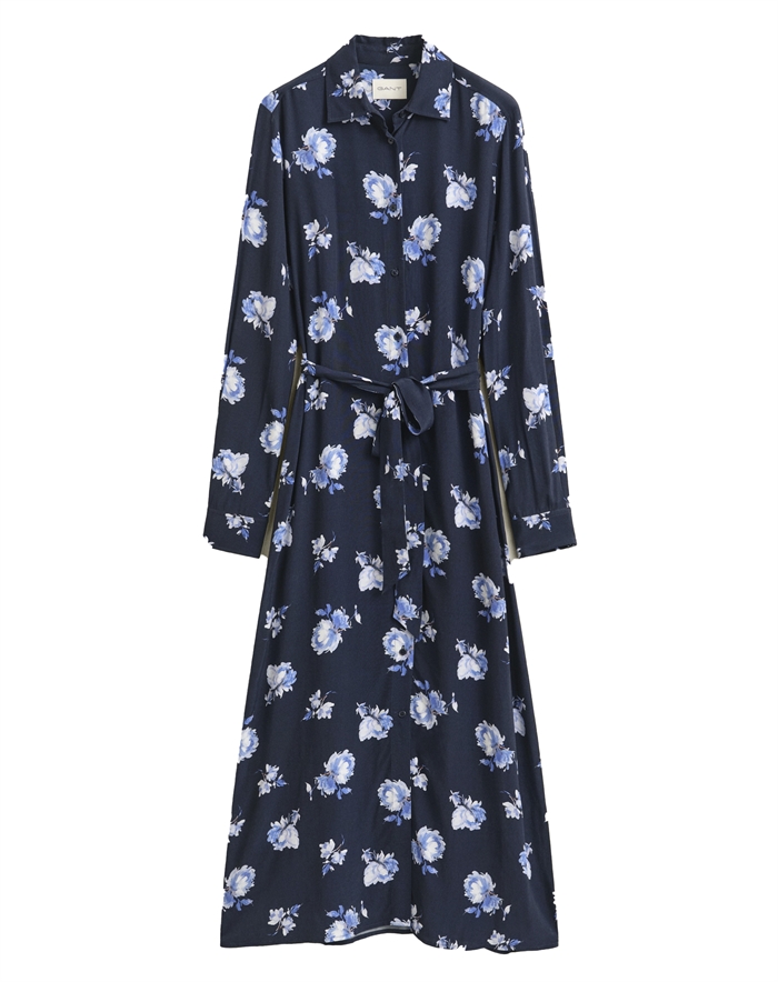 Gant - Printed Shirt Kjole - Evening Blue 