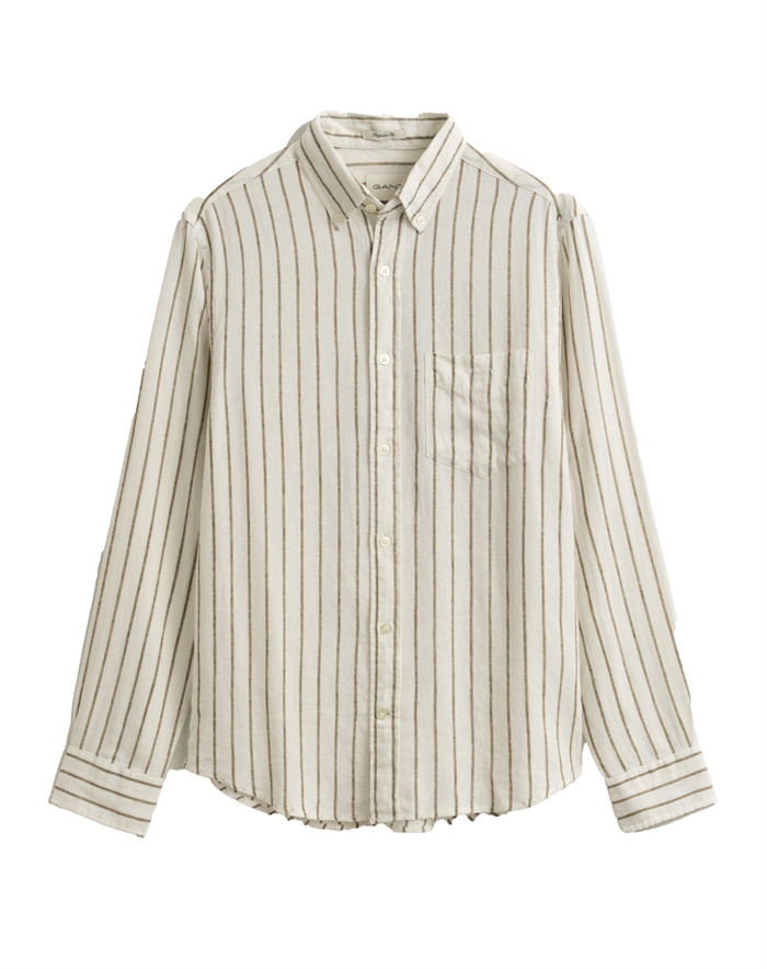 Gant - Reg Linen Stripe Skjorte - Cream 