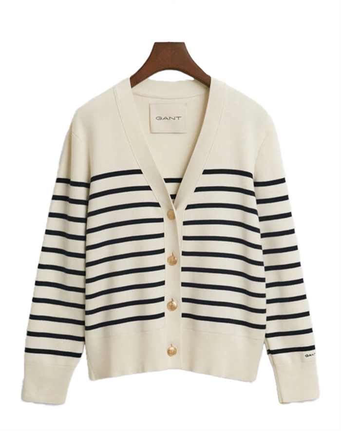 Gant - Striped Cardigan - Eggshell