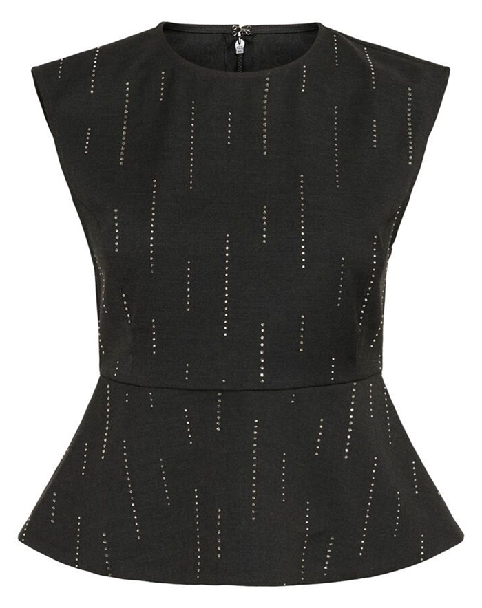 Gestuz - GZAdira Peplum Top - Dark Grey Melange