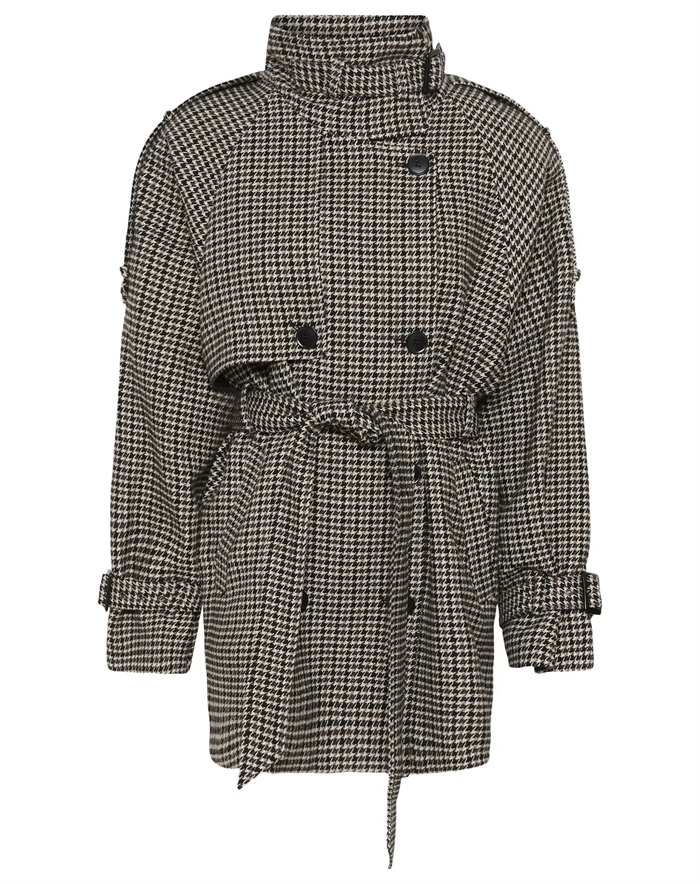 Gestuz - GZAvic Midi Jakke - Brown/Green Houndstooth