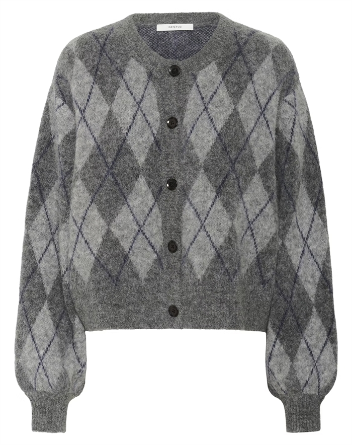 Gestuz - GZSasi Cardigan - Check Dark Grey