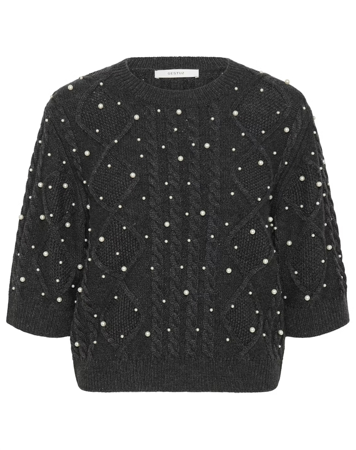Gestuz - GZTaiba Deco Pullover - Dark Grey Melange