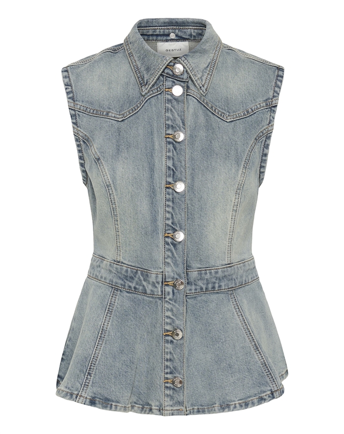 Gestuz - GZNoma SL Bluse - Vintage Mid Blue Wash 