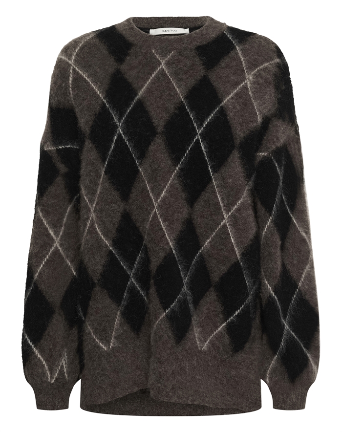 Gestuz - GZSida Multi Long Pullover Strik - BlackChestnutIvory