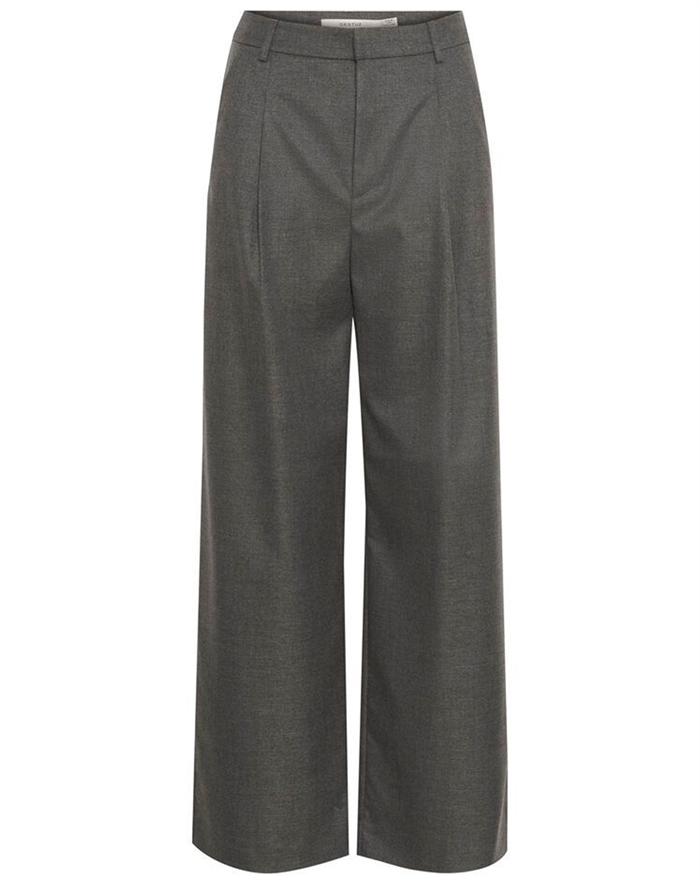 Gestuz - Paula GZ Melange Wide Bukser - Dark Grey Melange