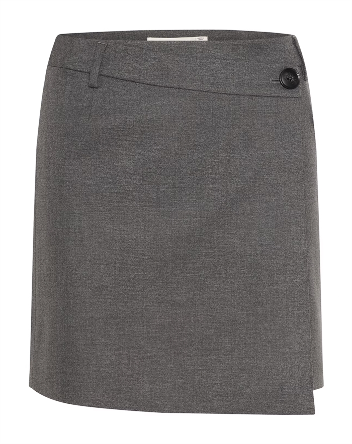Gestuz - Paula GZ Melange Wrap Nederdel - Dark Grey Melange