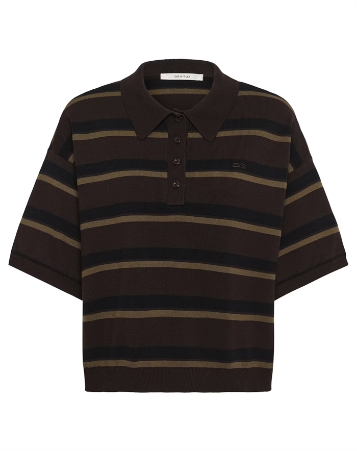 Gestuz - GZTaia Polo Pullover - Molé/Black/Military Olive