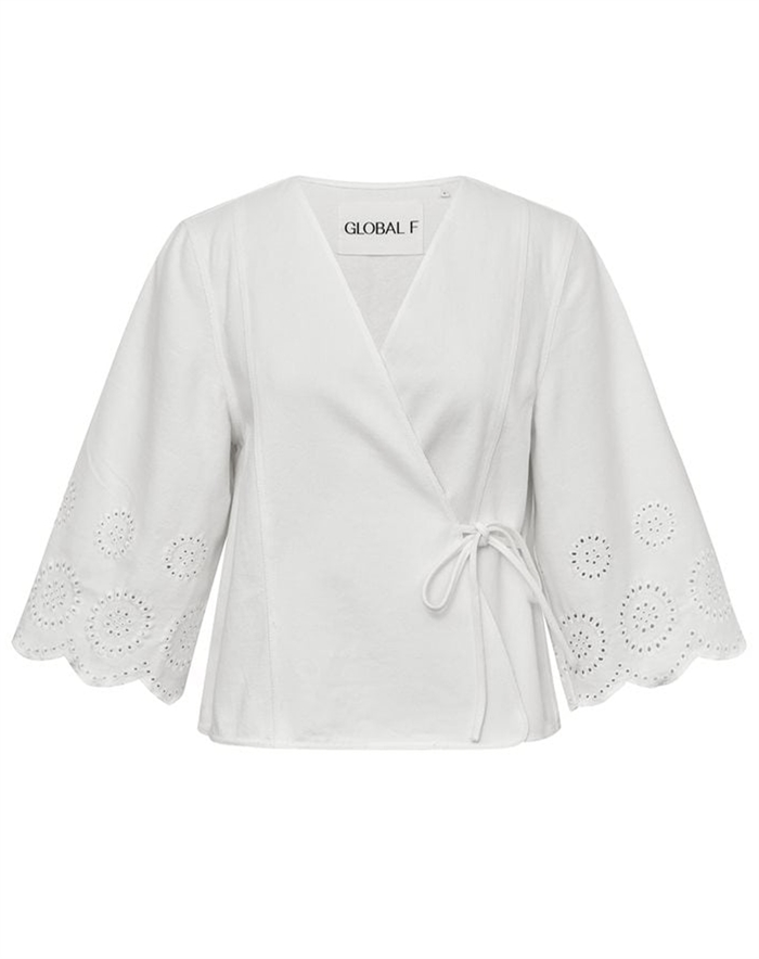 Global F - Sunany Scallop Bluse - White