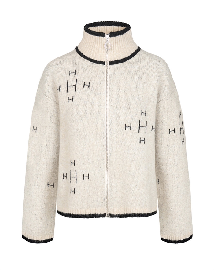 Hést - Iben Zip Strik - Light Beige Melange 