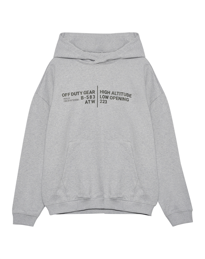 Halo - Graphic Boxy Hoodie - Light Grey Melange