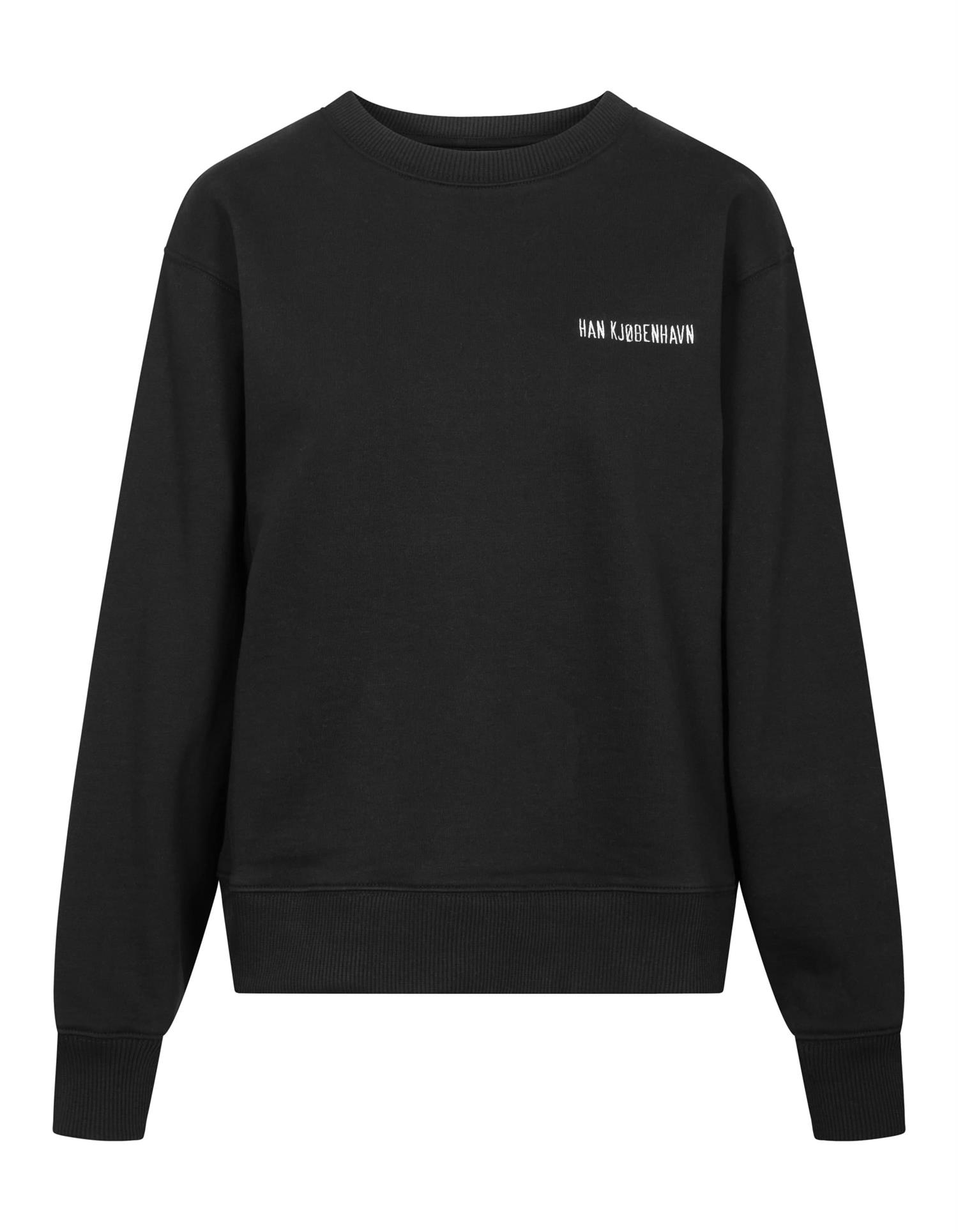 Bulky Crew Sweatshirt Black Logo - Han Kjøbenhavn