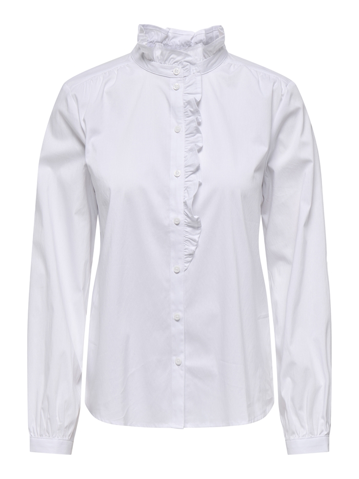 JDY - JDYMio L/S Frill Skjorte - White