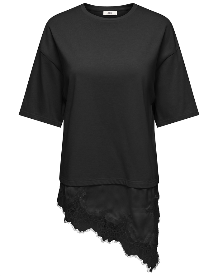 JDY - JDYAlma Lace Detail T-Shirt - Black