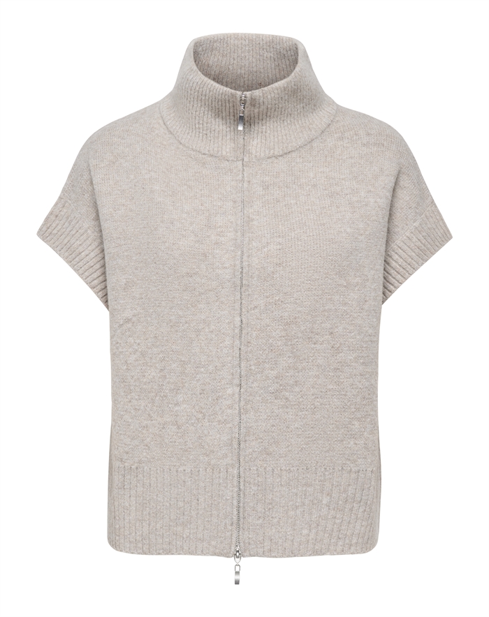 JDY - JDYLea 2 Way Zip Vest - Natural Melange 