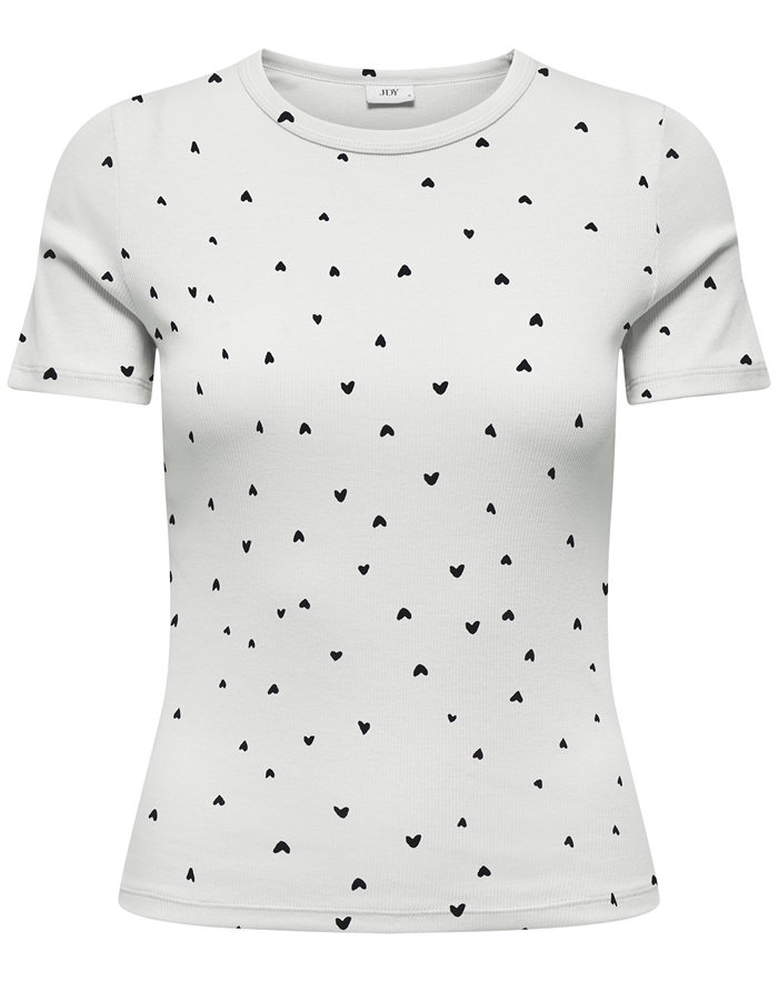 JDY - JDYLucky O-Neck T-Shirt - Cloud Dancer/Black Hearts