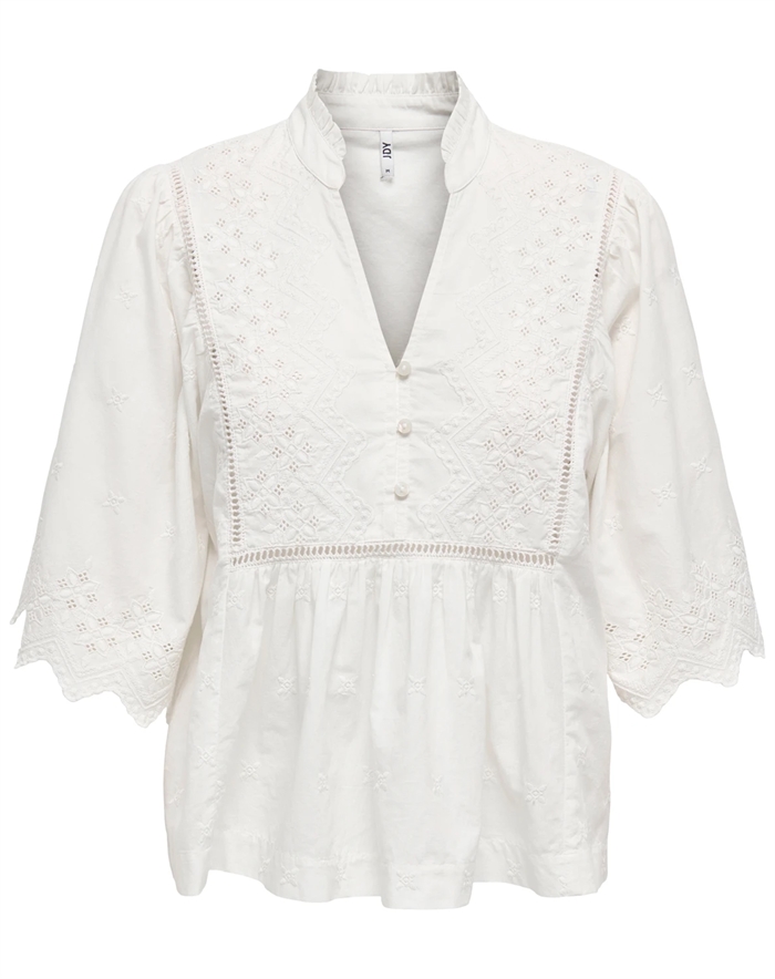 JDY - JDYMaya Embroidery Bluse - Cloud Dancer