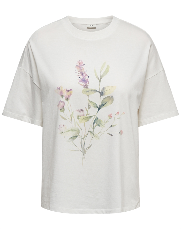 JDY - JDYNinna Life Oversize Print T-Shirt - Cloud Dancer/Art Fleur