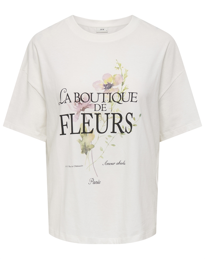 JDY - JDYNinna Life Oversize Print T-Shirt - Cloud Dancer/Boutique