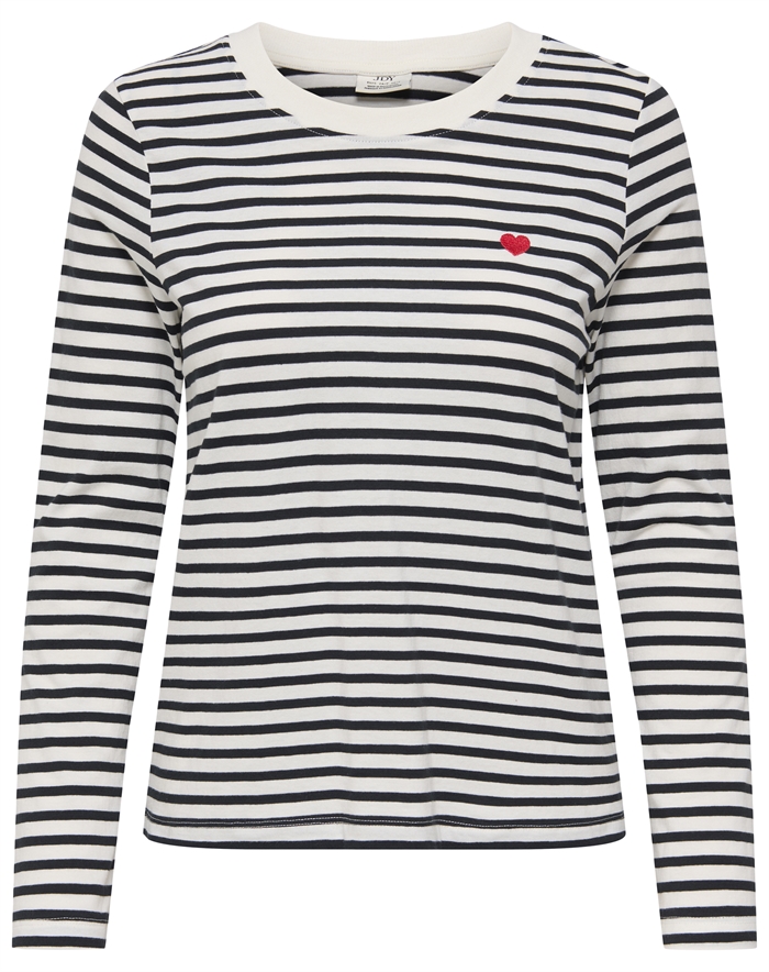 JDY - JDYPisa Print Langærmet Top - Cloud Dancer/New Stripe