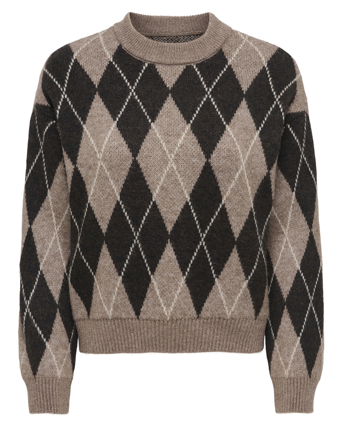 JDY - JDYBianka Argyle Pullover Strik - Chocolate Torte