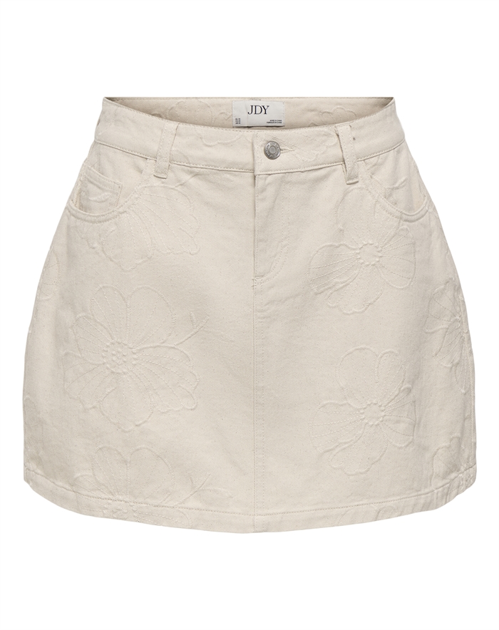 JDY - JDYHavanna Emb Denim Nederdel - Ecru