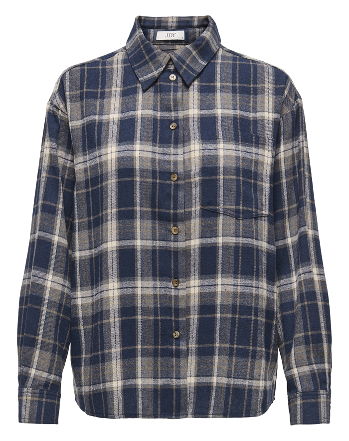 JDY - JDYMaddie Loose Check Skjorte - Sky Captain