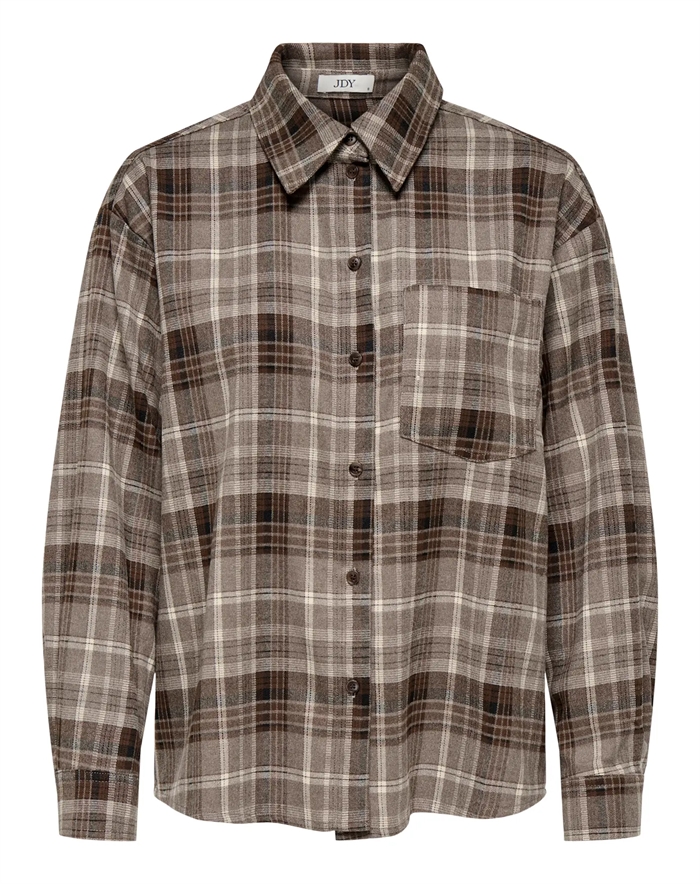 JDY - JDYMaddie Loose Check Skjorte - Sandshell