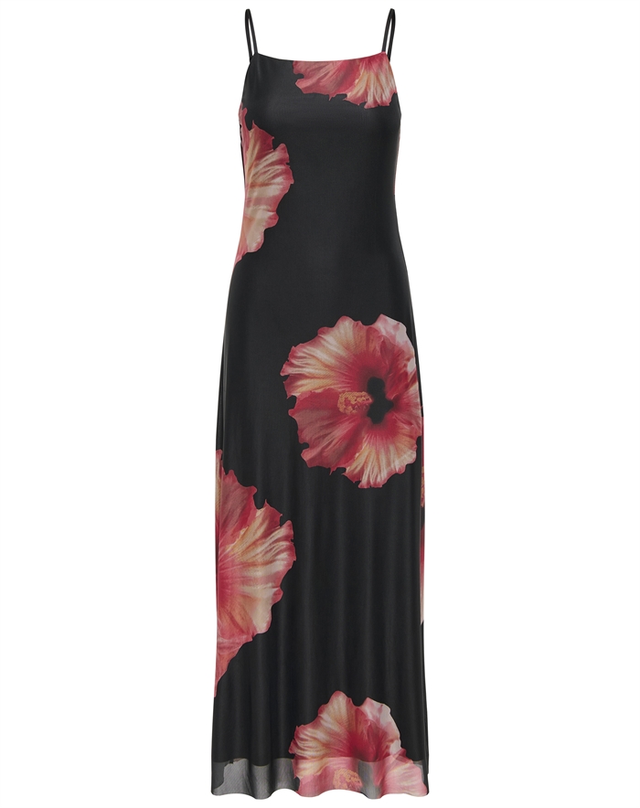 Jdy - JDYLea Mesh Kjole - Black/ Hibiscus