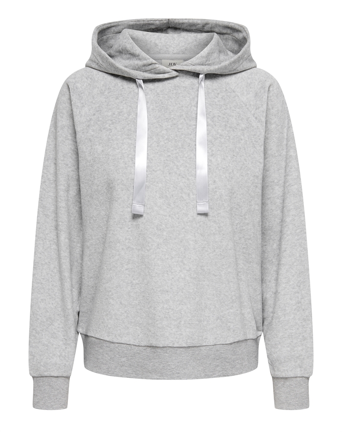 JDY - JDYVida L/S Velvet Hoodie - Light Grey Melange