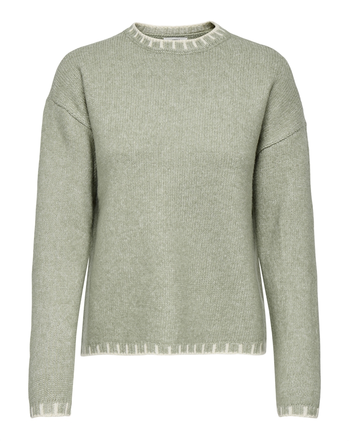 JDY - JDYSilja L/S On Contrast Strik - Seagrass/Sandshell