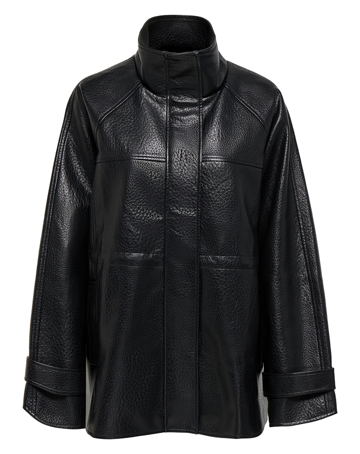JDY - JDYRaye Faux Highneck Læderjakke - Black