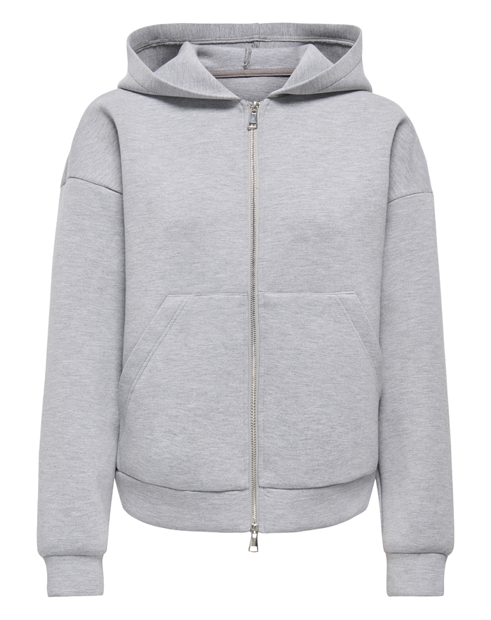 JDY - JDYSabrina Scuba Zip Hoodie - Light Grey Melange