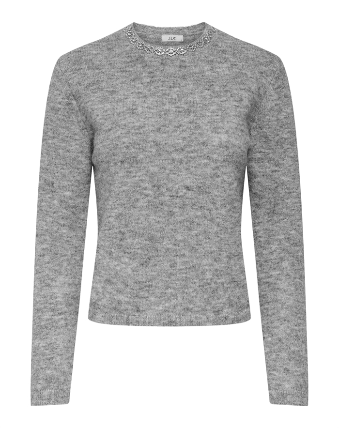  JDY - JDYAlva Life Embellish Strik - Medium Grey Melange 