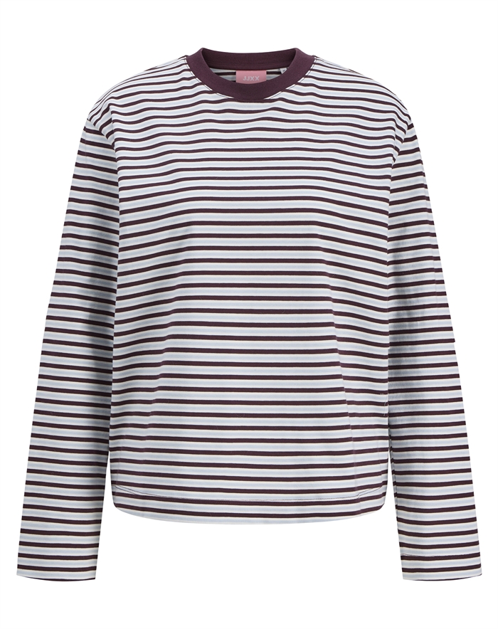 JJXX - JXSophia Boxy Stripe Langærmet Trøje - Winetasting/Vanilla Ice
