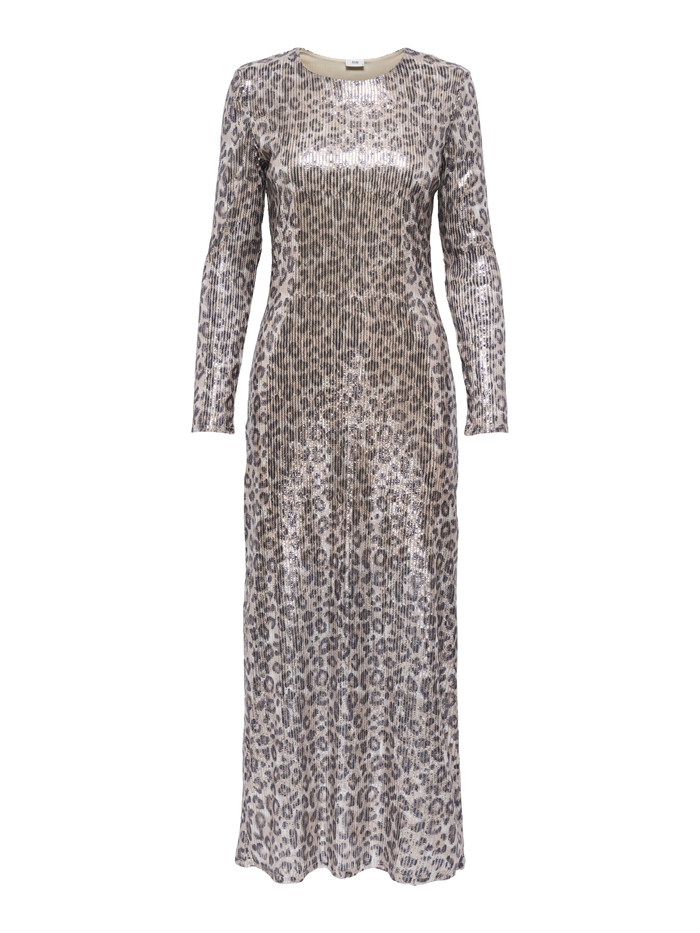 JDY - JDYLeona Sequin Lang Kjole - Brown Rice/Leo