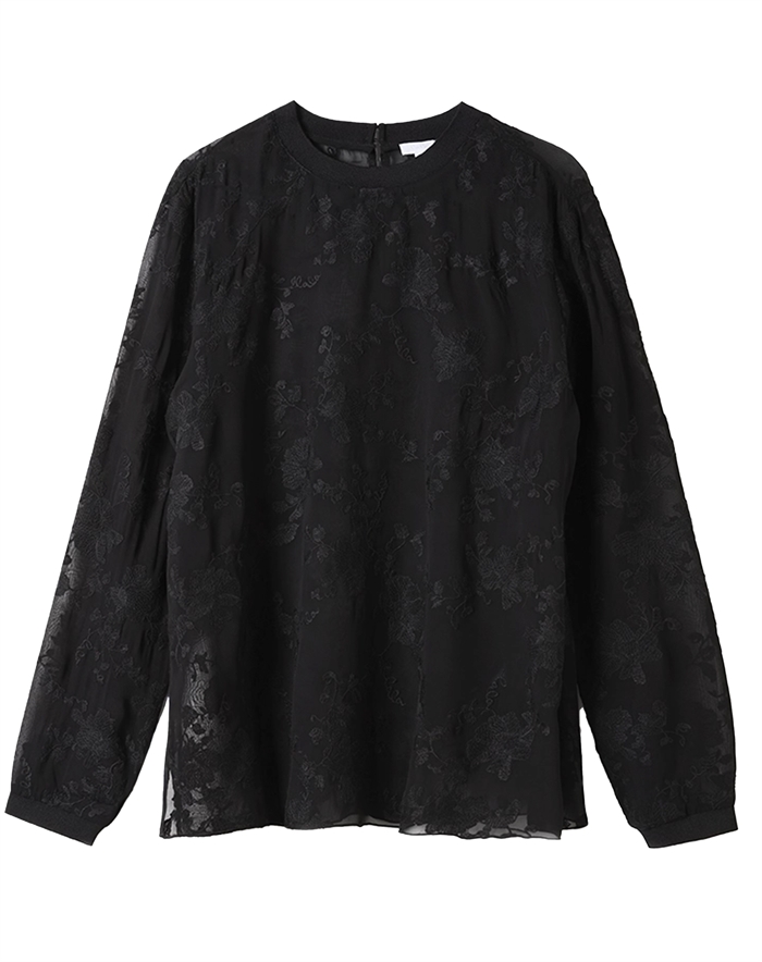 Lala Berlin - Embroidered Georgette Bluse - Lace Garden Black