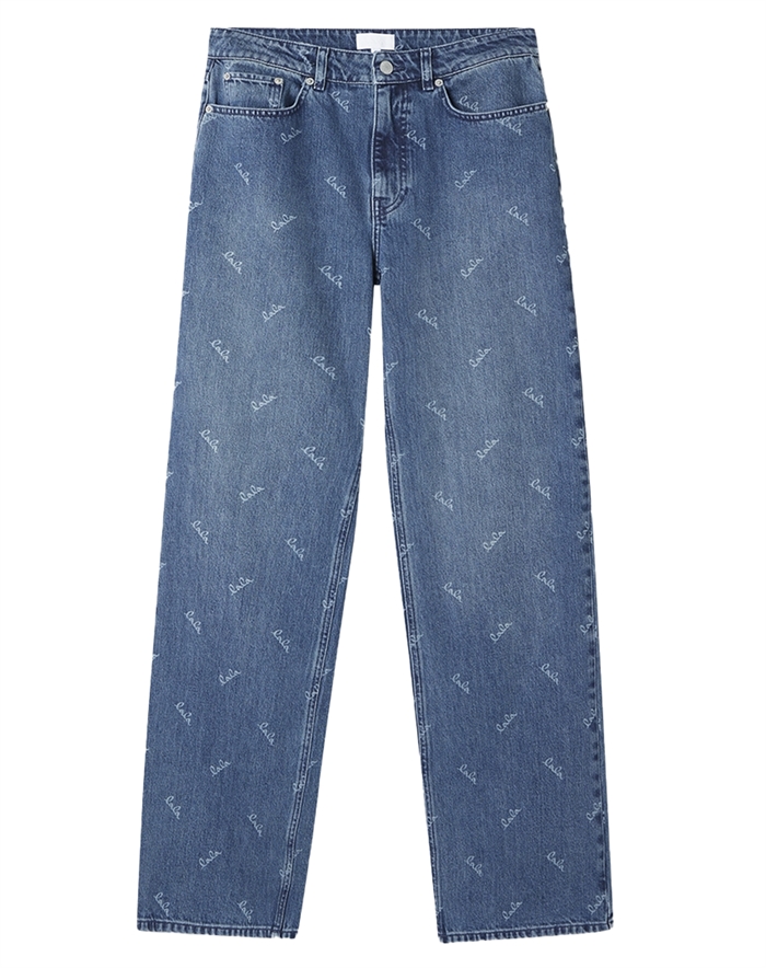 Lala Berlin - Paola Printed Logo Jeans - Denim Washed Blue