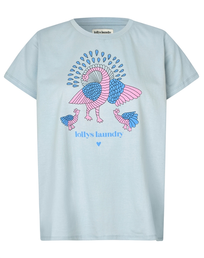 Lollys Laundry - RomaLL Påfugl T-shirt - Light Blue