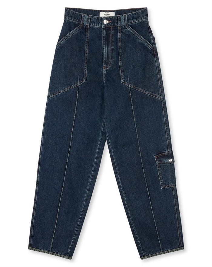 Mads Nørgaard - Double Denim Pam Jeans - Blue/Green Dye